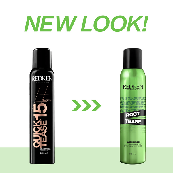 Two Redken hair products with 'NEW LOOK!' text on a white background