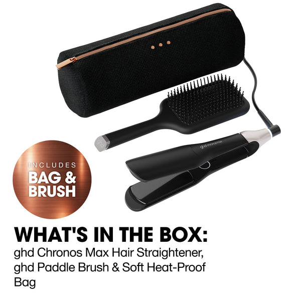 ghd Chronos Max Best Wide Plate Hair Straightener Festive Gift Set in Black