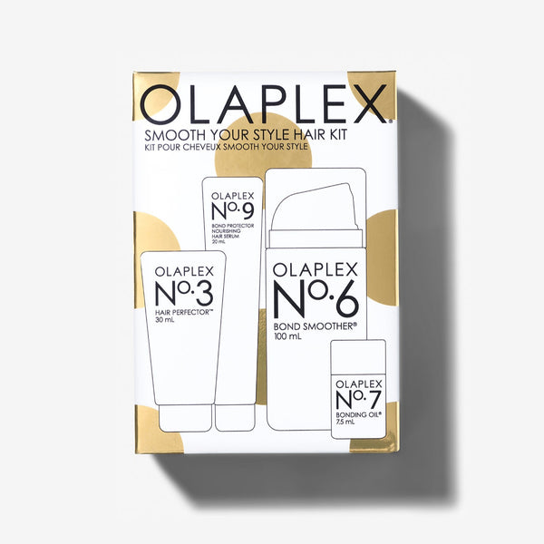 Olaplex hair care product set on a white background