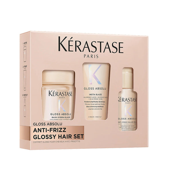Kérastase Gloss Absolu Anti-Frizz Glossy Hair Set packaging on a white background