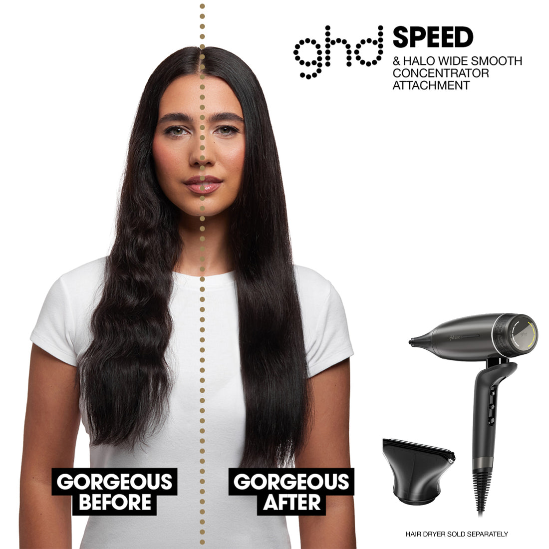 ghd Halo Wide Smoothing Concentrator Nozzle, 88mm - In Black
