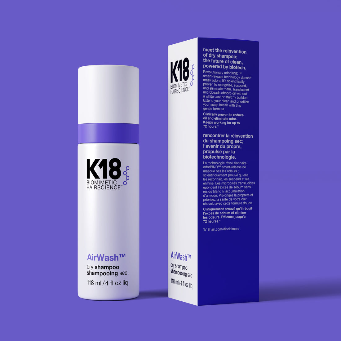 K18 AirWash Dry Shampoo 118ml + 4 free alligator clips