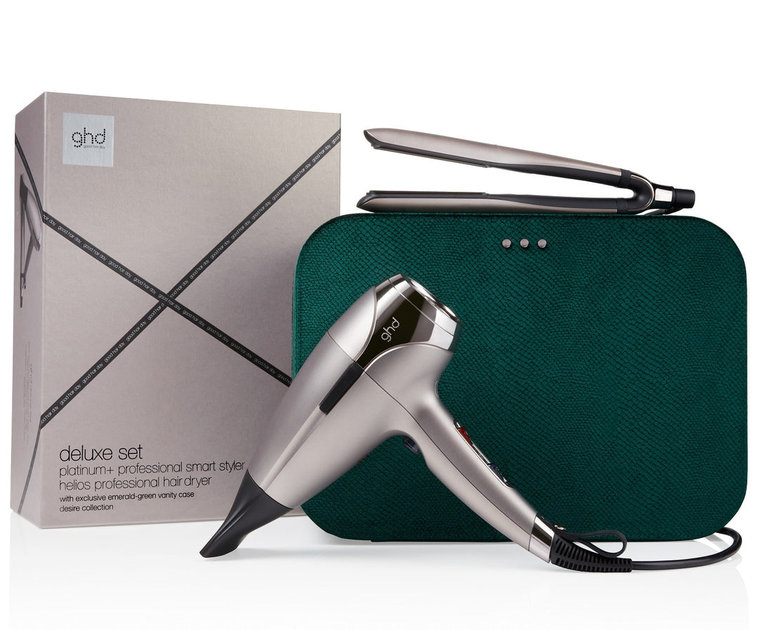 ghd Platinum+ & Helios Limited Edition - Hair Straightener & Hair Dryer in Warm Pewter