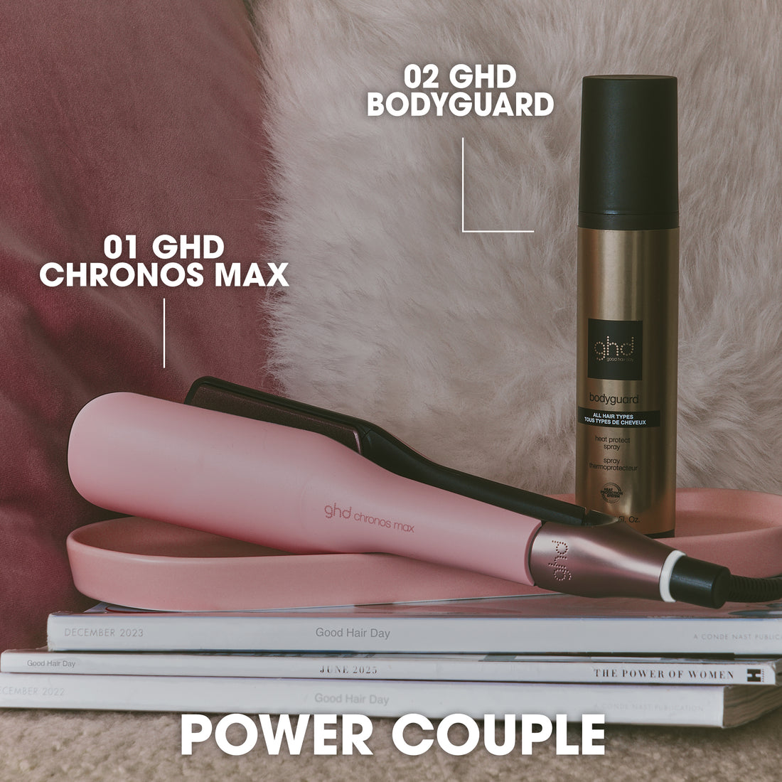 ghd Chronos Max Wide Plate Limited Edition Hair Straightener in Dusted Pink