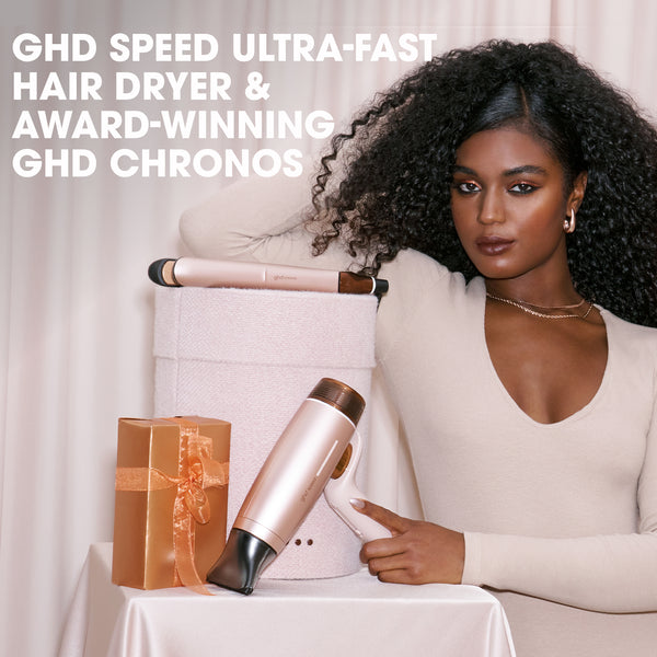 ghd Deluxe Speed Hair Dryer and Chronos Hair Straightener Festive Gift Set in Cashmere Beige