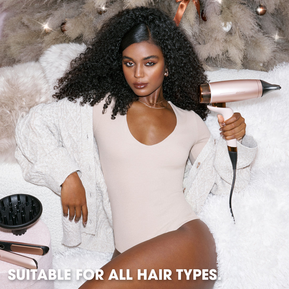 ghd Deluxe Speed Hair Dryer and Chronos Hair Straightener Festive Gift Set in Cashmere Beige