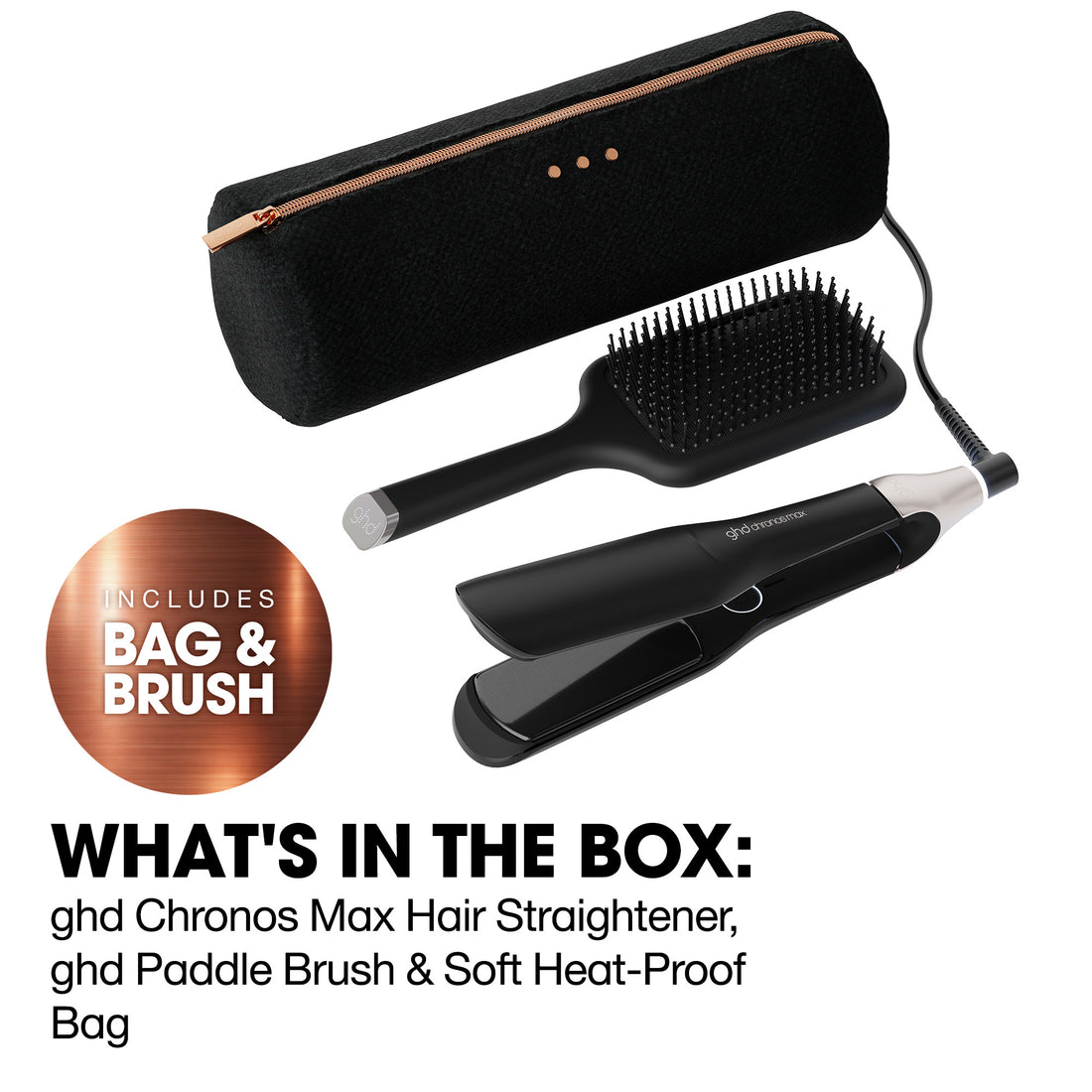 ghd Chronos Max Best Wide Plate Hair Straightener Festive Gift Set in Black