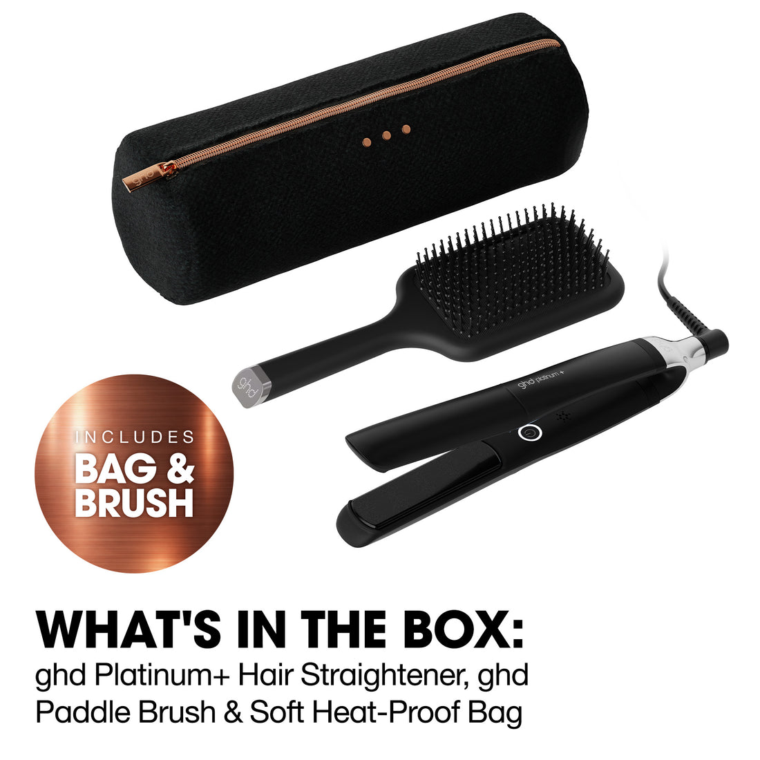 ghd Platinum+ Hair Straightener Festive Gift Set in Black