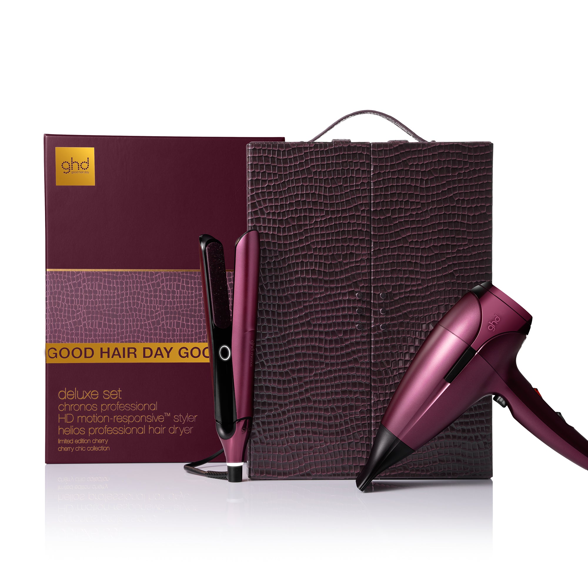 ghd Deluxe Hair Dryer and Straightener Gift Set In Cherry Chic